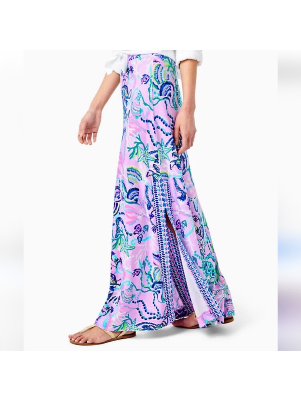 Lilly Pulitzer Lavender Pink Tropical Maxi Skirt
